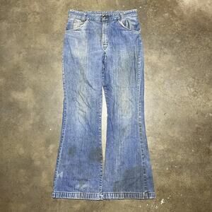 Vintage 60s Blue Western Flared Bell Bottom Jeans 30x31